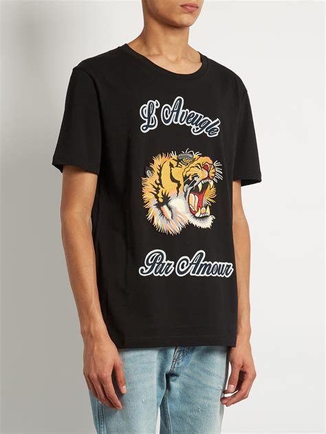 gucci t-shirt with tiger in black